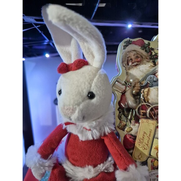 Jellycat London Bitsy Bunny Plush Rabbit Red Christmas Mrs. Claus Velvet Dress - Picture 2 of 6